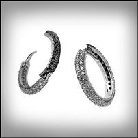 Black and White Cubic Zirconia Hoop Earrings 202//202